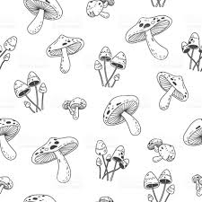 Black And White Mushroom Wallpaper Mushroom Doodle Seamless Pattern White Seamless Patterns Pattern Wallpaper Seamless Pattern Vector