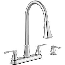 Before you purchase a pull down kitchen faucet, consider whether your current sink is designed for one. Project Source Stainless Steel 2 Handle Deck Mount Pull Down Handle Kitchen Faucet Deck Plate Included Lowes Com Kitchen Faucet Kitchen Handles Faucet