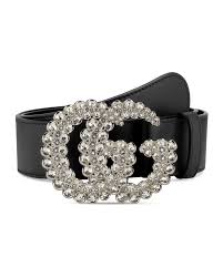 Black And Silver Gucci Belt Gucci Leather Belt W Double G Crystal Buckle Gucci Leather Belt Gucci Leather Gucci Belt
