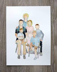 6 Person Digital Or Watercolor Digital Portrait Custom Etsy In 2021 Family Drawing Family Portrait Drawing Watercolor Family