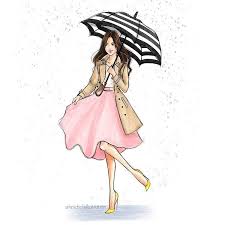 April Showers Four Hair Colors And Two Skin Tones At Hnillustration Etsy Com Fashionillust Fashion Sketches Dresses Relationship Drawings Fashion Wallpaper