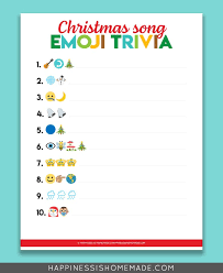 Tally your score to find your place in the nativity. Printable Emoji Christmas Songs Game Happiness Is Homemade