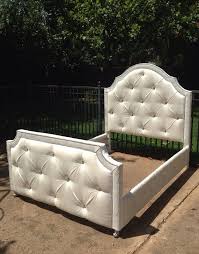 The bed includes four drawers below and is in a polyester blend fabric. Queen Upholstered Bed By Custom Order Rhinestones Nailheads Any Fabric Platform Bed Queen Upholstered Bed Upholstered Beds Upholstered Headboard