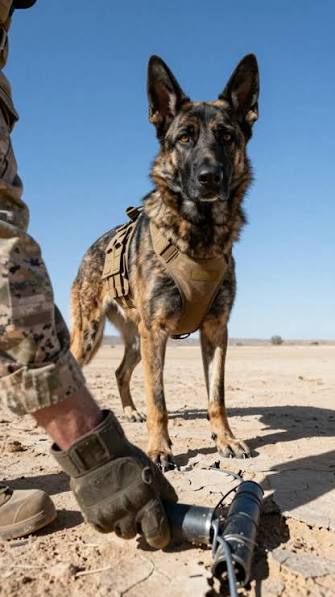 This is K9 Valor. He saved 47 soldiers. He survived a suicide bomber, then  went on to stop three more, fighting tooth against knife. In the end, he  placed himself between an