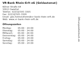 Volksbank erft eg rheydter str. á… Offnungszeiten Vr Bank Rhein Erft Eg Geldautomat Kolner Strasse 64 In Swisttal