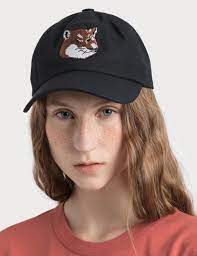 Maison Kitsune Large Fox Head Embroidery Cap Hbx Maison Kitsune Embroidery Cap Kitsune