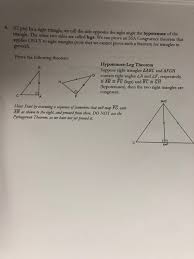 You can either do it using the squares of the three sides (as these will be integers) or you can do it by using gradients to see if any 2 sides are perpendicular. 4 12 Pts In A Right Triangle We Call The Side Chegg Com