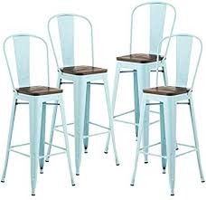 Amazon Com Mecor Metal Bar Stools Set Of 4 With Removable Backrest 30 Dining Bar Height Chairs With Wood Seat In 2020 Metal Bar Stools Bar Height Chairs Bar Stools