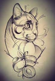 Tattoo Flower Design Sketches Neo Traditional 67 Ideas For 2019 Cat Tattoo Cat Tattoo Designs Big Cat Tattoo
