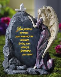 Missing That Loved One Precious Angel W Dove Lighted Memorial Stone Statue Memorial Stones Memorial Garden Light Memorial