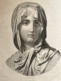 Vestale Engraving Pencil Manner Augustin Raymond Aubert Cazenave Jean  XVIII°