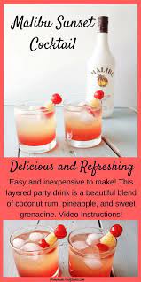 This cocktail is a wonderful time pass idea as. Malibu Sunset Cocktail Recipe Although This Tropical Drink Is Especially Fun For Sum Mixed Drinks Recipes Sunset Cocktail Recipe Malibu Sunset Cocktail Recipe