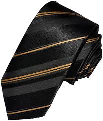 A comprehensive step by step guide on the different ways to tie a tie. Covona Men S Narrow Black Gold Striped Tie Width 2 5 Inches At Amazon Men S Clothing Store