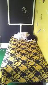 Iowa Hawkeye Boys Bedroom I Made This Bedroom From Ceiling To Floor I Painted 1 Wall Black Used Chalk Boy Sports Bedroom Football Bedroom Sports Room Boys