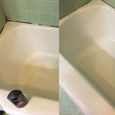 Grout or calk tile floor/wall border? 1950s Porcelain Tub Grout Cleaned W Barkeepers Friend And Grout Brush Tub Cleaned Then Stains Removed W M Mold In Bathroom Bathtub Caulking Bathroom Wall Tile