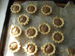 125 g margarine or butter (at room temperature), 1 egg, 1 cup powdered sugar, 1.5 tablespoons cocoa, 1 package vanilla, 1 teaspoon baking powder, 2 cup flour, 1 cup coconut, 1 egg white, 2.5 tablespoons powdered sugar, 1 tablespoon milk, for over: Mocha Nut Flower Baskets Pragmatic Attic