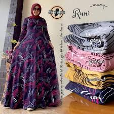Gamis with side flare skirt pattern open order, custom your own pattern, request design and size and get the best price. List Harga Gamis Runi Maxy 145 Arum Klin Shop Grosir Ecer Facebook