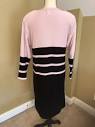 Vintage 80s Women's Sweater Dress Size 8 Pink Black Tan Ami ...