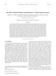 Pdf The Effect Of Climate Change On Natural Disasters A College Student Perspective