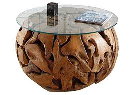 Teakholz Wurzel Couchtisch Rund Mit Glasplatte Xilon Wurzelholz Tisch Couchtisch Rund Teakholz Couchtisch