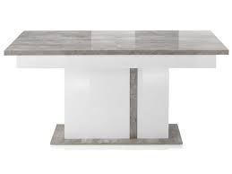 Dotée d'un piétement en métal chromé, elle présente une harmonie parfaite. Table 90 Cm Avec Allonge Santana Coloris Blanc Et Gris Effet Beton Vente De Table Conforama
