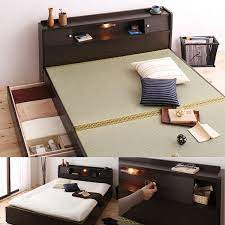 月下 は照明と小物入れ付きの畳ベッドです ベッド すのこベッド 畳ベッド 収納ベッド 和室 い草 小物入れ 畳ベッド ベッド 収納 ベッド