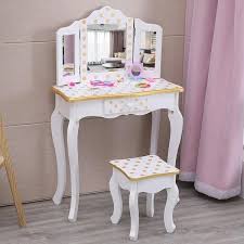 Now we are glad to share you this foldable 3 mirrors with 7 drawers dressing table. Kids Princess Vanity Table And Chair Set With Two 180 Foldable Mirrors Pretend Beauty Play Vanity Set For Girls Makeup Dressing Table With Stool Furniture Home Kitchen Gemslearninginstitute Com