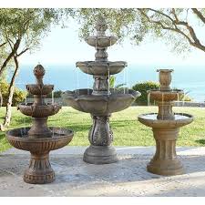 Water features can help turn your landscape into something special, providing a focal point, attracting wildlife and soothing water sounds. Tuscan Garden Classic Dark Stone 41 1 2 H 3 Tier Fountain V7838 Lamps Plus