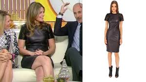 Savannah Guthrie S Leather Short Sleeve Sheath Dress Leather Shorts Sheath Dress Fashion