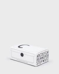 White kitchen canisters with black lettering alphabet fonts bubble. Design Letters Food Box White And Black