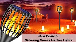 Aityvert solar lights upgraded 42.9 inch, solar flickering flame torch lights dancing flames landscape decoration lighting dusk to dawn auto on/off outdoor path lights for garden patio driveway 4 pack. 5 Most Realistic Flickering Flames Solar Torch Lights Youtube
