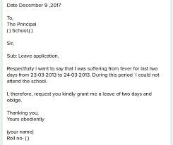 Letter writing for leaving certificate. Write A Letter To Your Principal Requesting A Day S Leave Brainly In