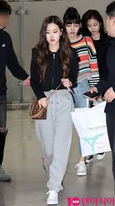 The shirt has a girly and soft vibe, the coat however makes it look e. Blackpink Rose Airport Fashion Black Outfit Casual 14