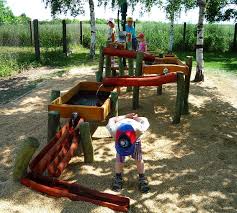 Wasserspielplatze Und Spielanlagen Zum Matschen Wasserspiel Aus Robinienholz Und Edelstahl Matschtische Und Rinnen R Naturspielplatze Spielplatz Diy Spielplatz