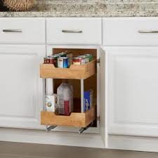 Full extension drawers with 125 lbs. Design Trends 11 5 In 2 Tier Pull Out Wood Cabinet Organizer 24221 1 The Home Depot Small Bathroom Storage Cabinet Organization Bathroom Storage