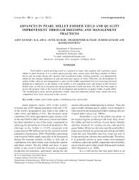 Pdf Advances In Pearl Millet Fodder Yield And Quality Improvement Through Breeding And Management Practices