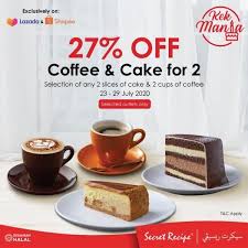 Secret recipe café & cakes provides a friendly dining experience for customers with fully personalised service, incorporating a people like to frequent secret recipe cafes, especially for their promotion of cakes between 1500 hours and 1800 hours with free tea or coffee in selected outlets. Secret Recipe Coffee Cake 27 Off Promotion At Lazada Shopee 23 July 2020 29 July 2020 Secret Recipe Coffee Cake Recipes