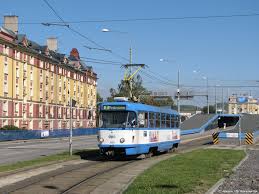Ostrava, city, northeastern czech republic. Ostrava Strassenbahnen Im Blau Weiss