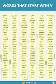 Value · value (verb) · variation (noun) ; Words That Start With V 500 V Words Words Starting With V 7esl