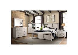 This platform bed frame is perfect for those who want a great design without the hassle of a box spring. White Scott King Platform Storage Bed Rhynes Rhodes Furniture