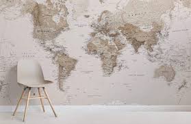 Map of canada, satellite view. Sepia Earth Tone World Map Wallpaper Mural Hovia Au