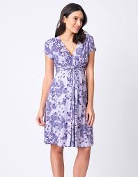 Lavender Blossom Knot Front Maternity Dress