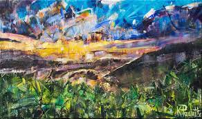 Spring Mountains Painting Sunrise Art Abstract Acrylic K Paulette