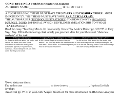 Constructing A Thesis For Rhetorical Analysis Aut