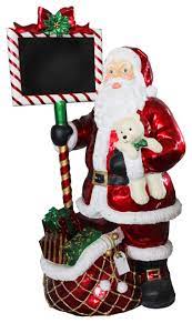 Kissing mr and mrs santa claus couple christmas 2 piece yard lawn art ornament decoration. Indoor Covered Outdoor Oversized 5 Resin Santa Holding Sign Led Lights Outdoor Holiday Decorations By Almo Fulfillment Services Houzz