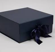 10 x 10 x 4-1/2 Matte Navy Magnetic Lid Gift Boxes with Ribbon