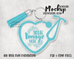 Stethoscope Heart Shaped Clear Acrylic Keychain For Vinyl Etsy Mockup Free Psd Free Psd Mockups Templates Stethoscope Heart