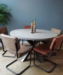 betonlook eettafel rond o120 o150 cm kruis poot lok living ronde eettafel eettafel eetkamer met ronde tafel