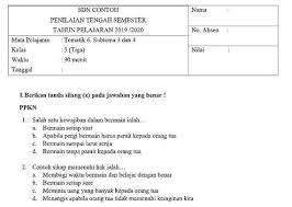 Soal Pts Kelas 3 Tema 6 Subtema 3 Dan 4 Dengan Kunci Jawaban Matematika Kelas 4 Pendidikan Rencana Pembelajaran
