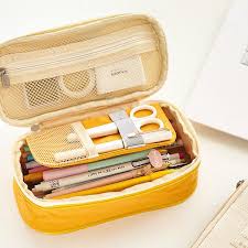 Canvas Zippered Large Foldable Pencil Case 2 Sizes School Pencil Case Stationary Bag Pen Case